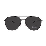 Hugo Boss // Men's 0994/F/S-3- Aviator Sunglasses // Matte Black + Grey Polarized