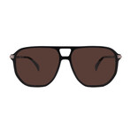 Rag & Bone // Men's RNB1074-S-807 Aviator Sunglasses // Black Silver + Brown Gradient