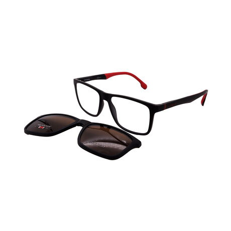 Carrera // Men's //  4009/CS-003 Square Detachable Sunglasses // Matte Black, Red+ Brown Gradient