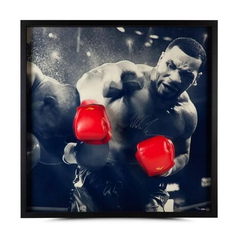 Mike Tyson Signed Boxing Glove Breaking Through Framed