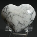 Genuine Polished Howlite Heart with velvet pouch