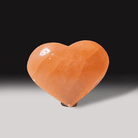 Genuine Natural Orange Selenite Heart with a Black Velvet Pouch // Medium