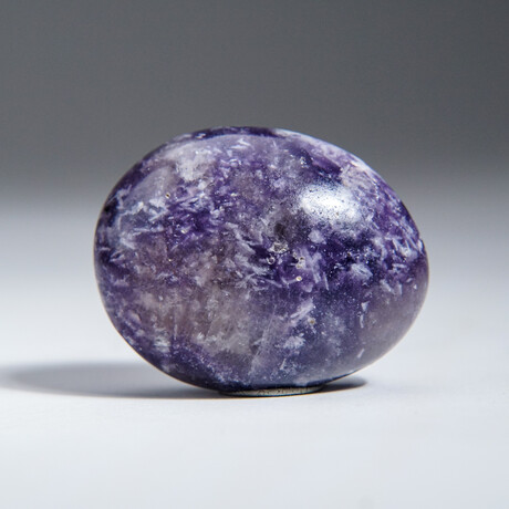 Genuine Polished Lepidolite Palm Stone with Velvet Pouch // Medium