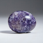 Genuine Polished Lepidolite Palm Stone with Velvet Pouch // Medium