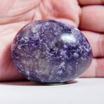 Genuine Polished Lepidolite Palm Stone with Velvet Pouch // Medium