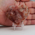 Genuine Polished Sunstone Heart with a Black Velvet Pouch