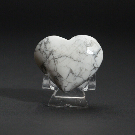 Genuine Polished Howlite Heart with velvet pouch