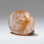 Genuine Polished Lemon Quartz Palm Stone with Velvet Pouch