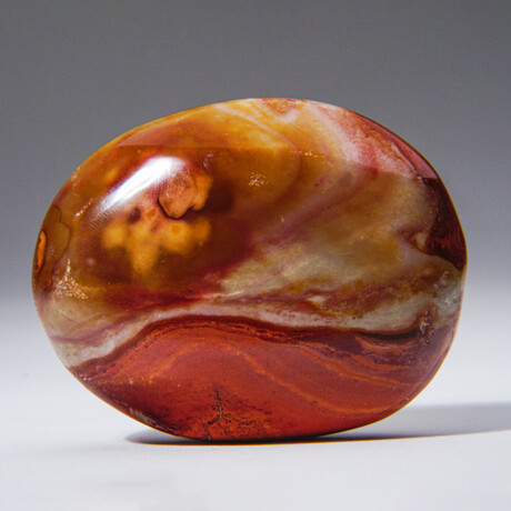 Genuine Polished Polychrome Jasper Palm Stone with Velvet Pouch // Large