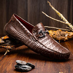 Parma // Caiman Belly Leather Bit Loafers // Brown (US: 10.5)