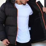 Puffer Jacket // Black + Orange (S)