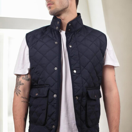 Diamond Quilted Vest // Dark Blue (S)