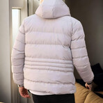 Slim Fit Hooded Puffer Jacket // White (S)