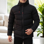 Slim Fit Hooded Puffer Jacket // Black (S)