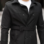 Lightweight w/Belt Detail Pea Coat // Black (S)