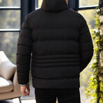 Slim Fit Hooded Puffer Jacket // Black (S)