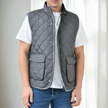 Diamond Quilted Vest // Gray (S)