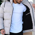 Puffer Jacket // White + Black (S)