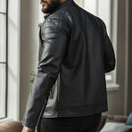 Faux Leather Racer Jacket // Black (S)