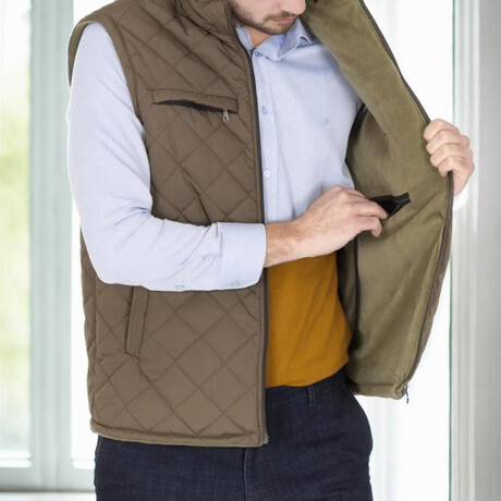 Lined Quilted Vest // Khaki (S)