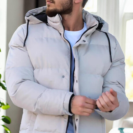 Puffer Jacket // White + Black (S)