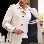 Lightweight w/Belt Detail Pea Coat // Cream (S)