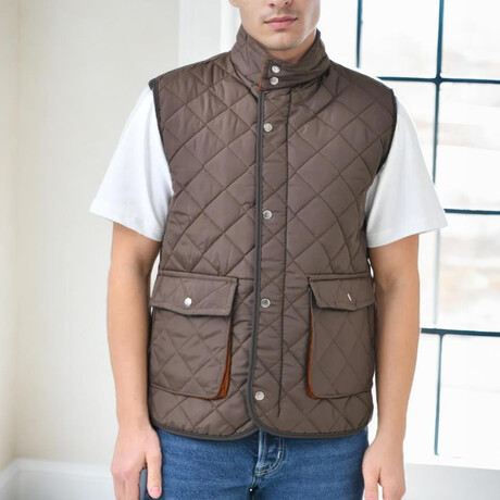 Diamond Quilted Vest // Brown (S)