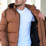 Puffer Jacket // Tan + Black (S)