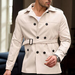 Lightweight w/Belt Detail Pea Coat // Cream (S)