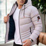 Slim Fit Hooded Puffer Jacket // White (S)