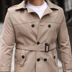 Lightweight w/Belt Detail Pea Coat // Beige (S)