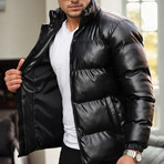 Shiny Puffer Jacket // Black (S)