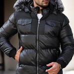 Hooded Puffer Jacket // Black (S)