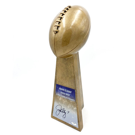 John Elway Autographed 15" Football Trophy