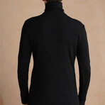 Turtleneck Plain Knit Sweater // Black (M)