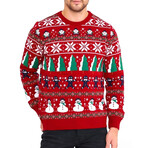 Crewneck Christmas Patterned New Year Sweater // Red (S)