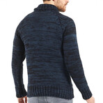 Turtleneck Cable Knit Sweater // Navy Blue (S)