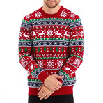 Crewneck Deer Christmas Patterned New Year Sweater // Red (2XL)