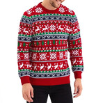 Crewneck Deer Christmas Patterned New Year Sweater // Red (2XL)