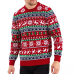 Crewneck Deer Christmas Patterned New Year Sweater // Red (2XL)