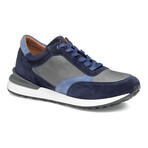 Briggs Perfed Lace-Up Leather Sneakers // Navy + Gray + Blue (8)