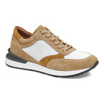 Briggs Perfed Lace-Up Leather Sneakers // Taupe + Brown + White (8)