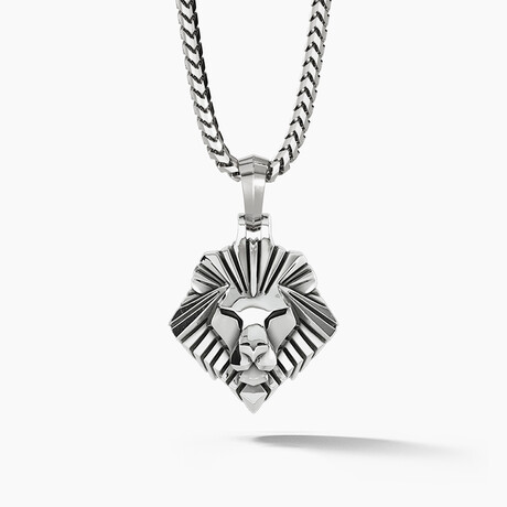 Lion // Silver Lion Head Pendant (Small)