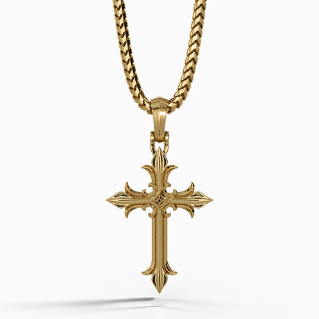 14k Gold Over Brass Cross (Small)