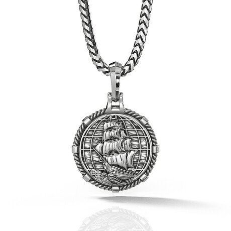 Voyager // Silver Compass Pendant (Small)