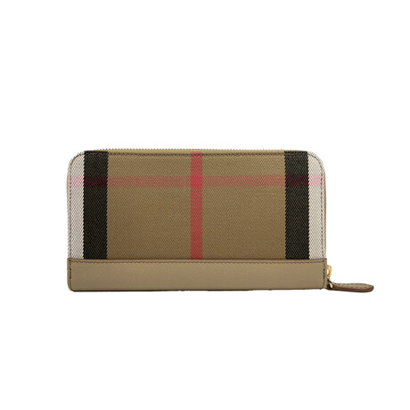 Large Zip Around Continental Wallet // Check + Beige