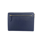 Macken Small Vintage Leather Crossbody Bag // Check + Navy Blue