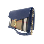 Macken Small Vintage Leather Crossbody Bag // Check + Navy Blue