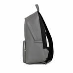 Abbeydale Branded Pebbled Leather Backpack Bookbag // Charcoal Gray