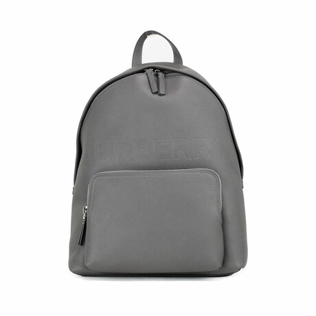 Abbeydale Branded Pebbled Leather Backpack Bookbag // Charcoal Gray